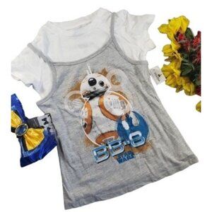Disney Star Wars BB 8 Blouse Girl Tank Short Sleeved Shirt Graphic Tee Shirt